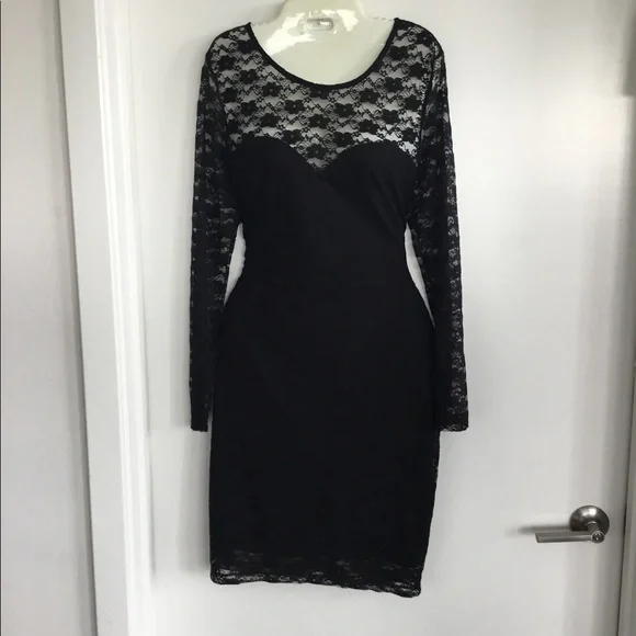 black long sleeve lace dress h&m Women's Black Lace Dress